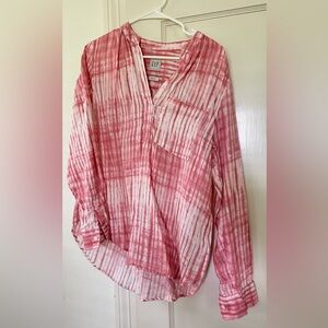 GAP Pink Casual Button Down Shirt with Watercolor Effect